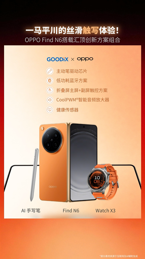 一马平川的丝滑触写体验！OPPO Find N6搭载汇顶创新方案组合